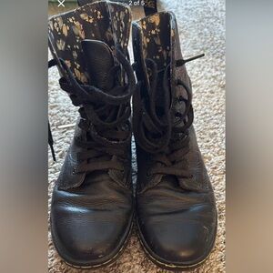 Dr. Martens Black Floral Lined leather Combat Boots